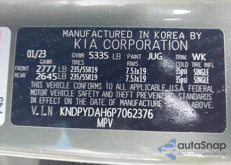 2023 Kia Sportage Plug-In Hybrid X-Line из США, поврежденный, VIN KNDPYDAH6P7062376